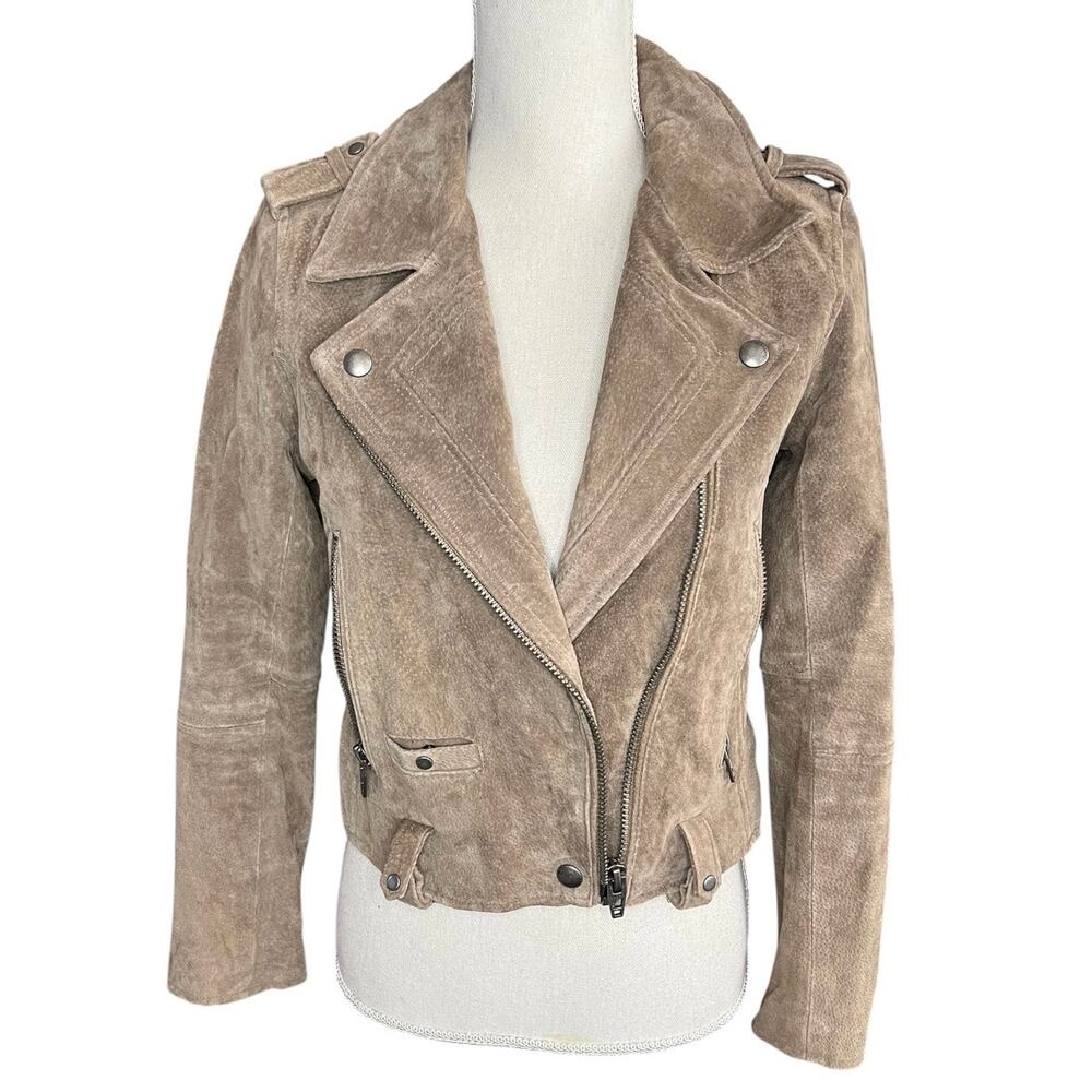 Blank NYC Taupe Suede Moto Jacket Classic Biker Style timeless size small